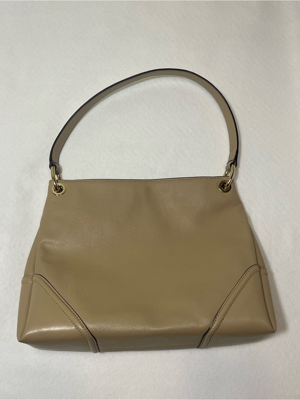 Michael Kors Beige Pebbled Leather Shoulder Bag Gold Hardware Large Hobo - Picture 3 of 9